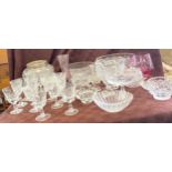 Large selection of assorted glassware to include glasses, bowls etc