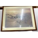 Large framed spitfire picture, Out bound Lancaster by J.Coulson measures approx 30 Tall by 37" wide