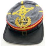 Reproduction American civil war confederate CSA Kepi hat with badge for commissioned artillery