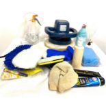 Selection of car cleaning items to include car polisher etc