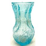 Whitefrairs blue glass vase, chip to rim, approximate height of vase: 8 inches