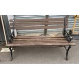 Wooden, metal garden bench