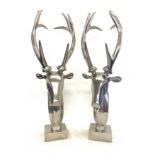 Pair metal deer head ornaments, approximate height: 21.5 inches