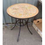 Mosaic top round garden table