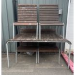 Wooden and metal garden table and 4 chairs
