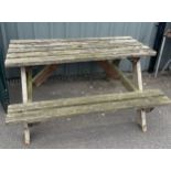 Wooden garden table and bench set