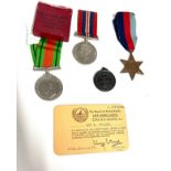 Selection of WW2 medals to include the Defence medal, Star medal, Life guard corps medallion to