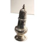 Georgian silver pepper measures approx 13.5cm tall weight 92g