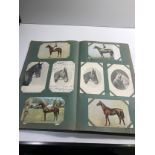 Antique postcard album large collection includes horses jockey etc approx 100 postcards