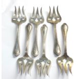 Set of 6 art nouveau sterling silver pickle forks each measure approx 11.3cm long 3.2cm wide total