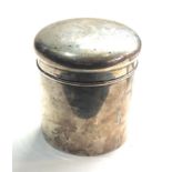 Antique silver round lidded trinket box Birmingham silver hallmarks measures approx 7.5cm dia height