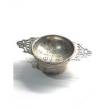 Silver tea strainer and bowl full silver hallmarks weight 78g
