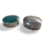 2 vintage silver pill boxes 1 has jade lid in good condition