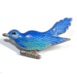 Small antique silver & enamel bird brooch measures approx 3.5cm by 2.3cm in good condition