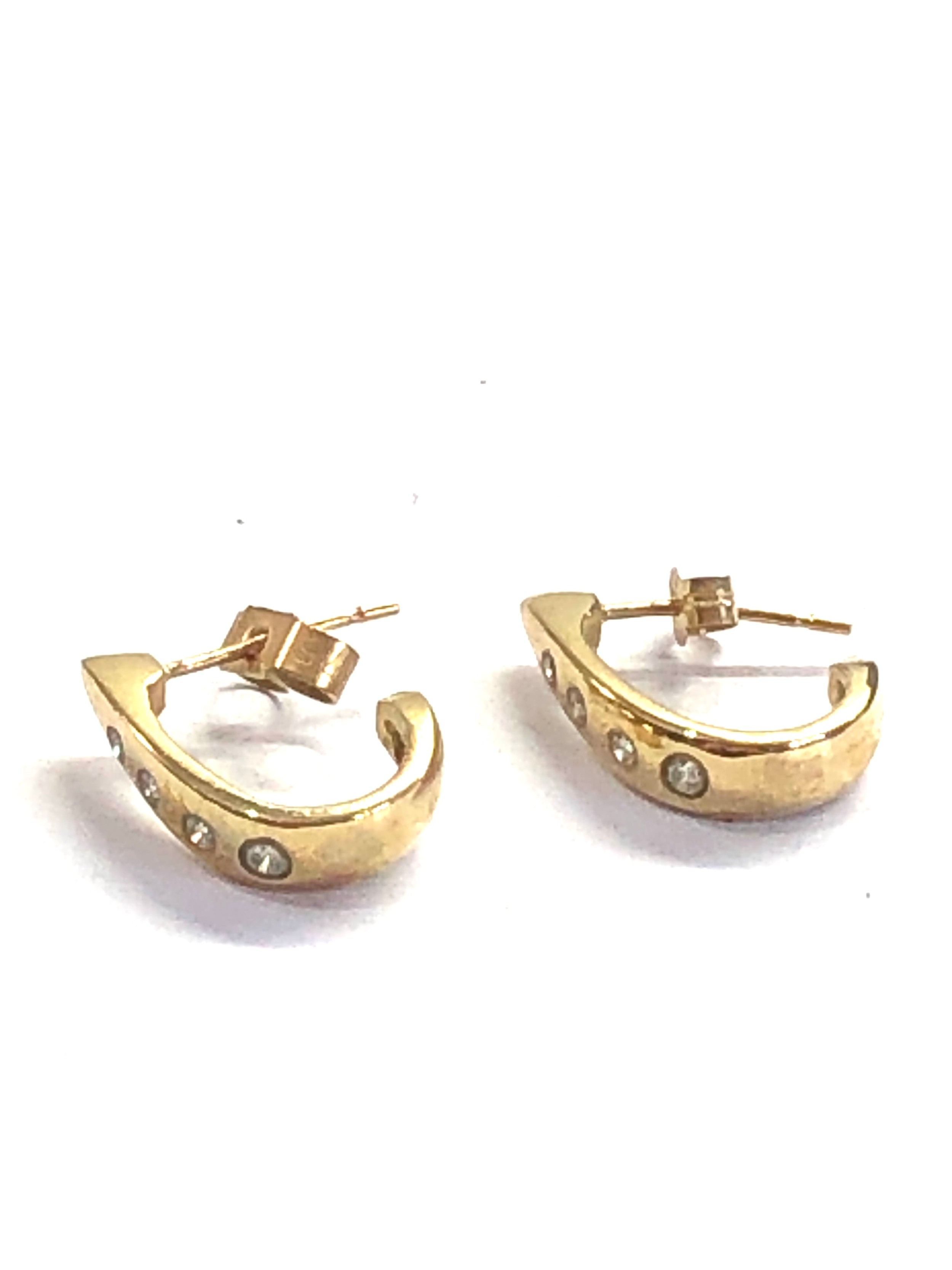 9ct gold diamond half hoop earrings (2.4g)