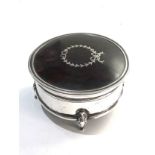 Antique silver & tortoiseshell jewellery box measures approx 9cm diameter broken hinge