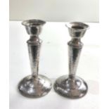 Pair of silver candle sticks Birmingham silver hallmarks measure approx 13.5cm tall filled bases
