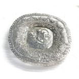 Antique pierced silver cherub dish measures approx 16cm diam weight 130g continental silver