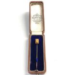 Boxed antique 15ct gold diamond stick pin