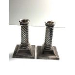 Pair of antique silver candlesticks measure approx 13cm tall Sheffield silver hallmarks