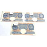 3 pairs of consecutive number bank of england £1 pound notes chief cashier peppiatt