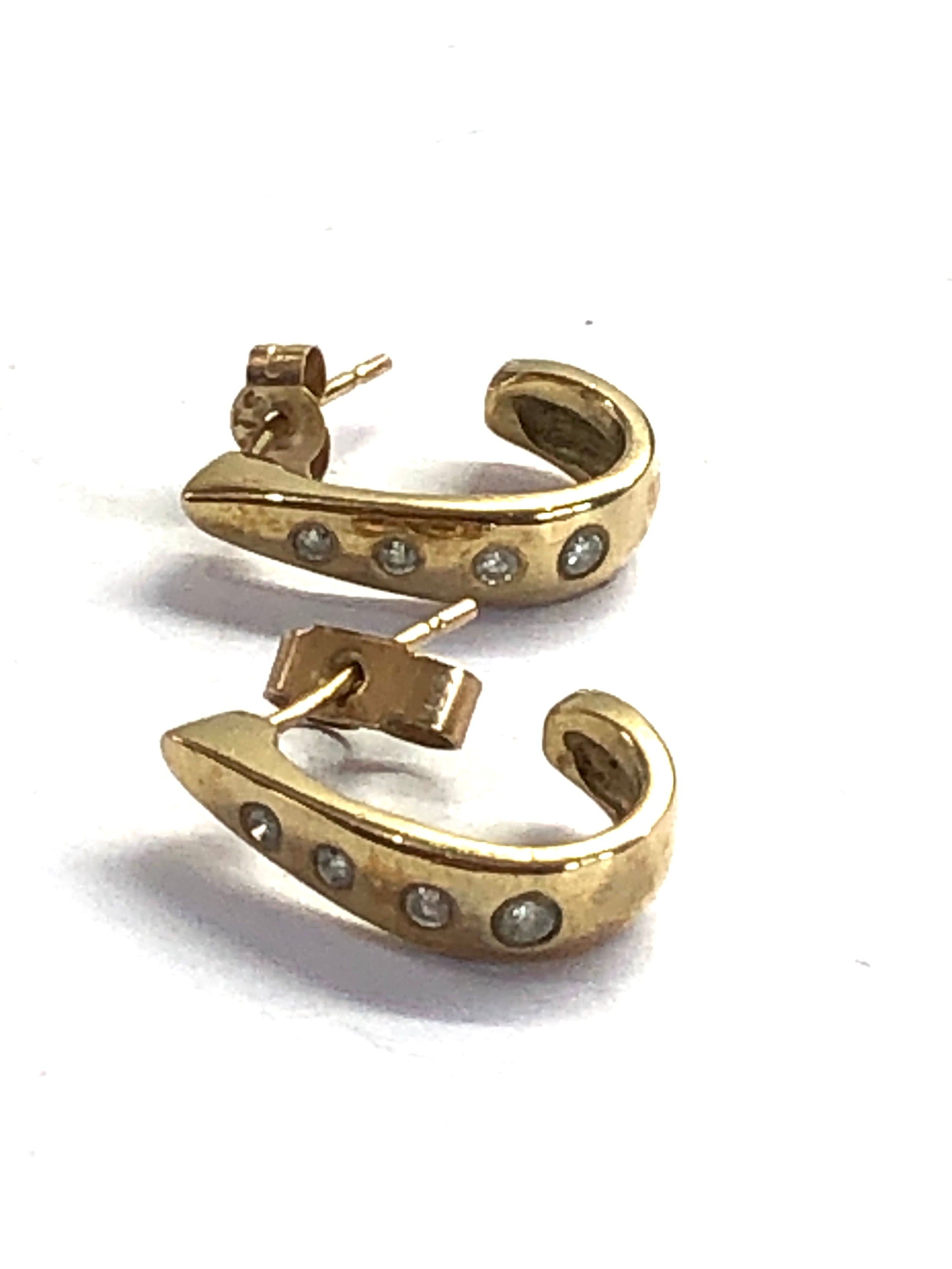 9ct gold diamond half hoop earrings (2.4g) - Image 2 of 2