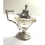 Large Antique dutch silver and glass mustard pot measures approx 15cm tall 13cm wide dutch silver