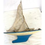 Vintage wooden pond yacht, approximate length 52cm