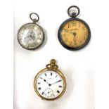 Selection 3 pocket watches (includes one silver), untested, one missing glass