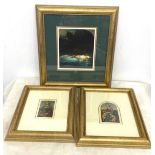 Selection 3 framed pictures, 2 matching scenes , overall measurement of largest frame: Height 17