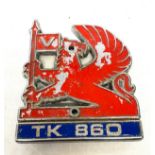 Vintage Bedford TK 860 lorry badge, approximate measurements: 7 x 6 inches