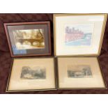 4 Framed prints, largest print measures approx 11" tall 12.5" wide