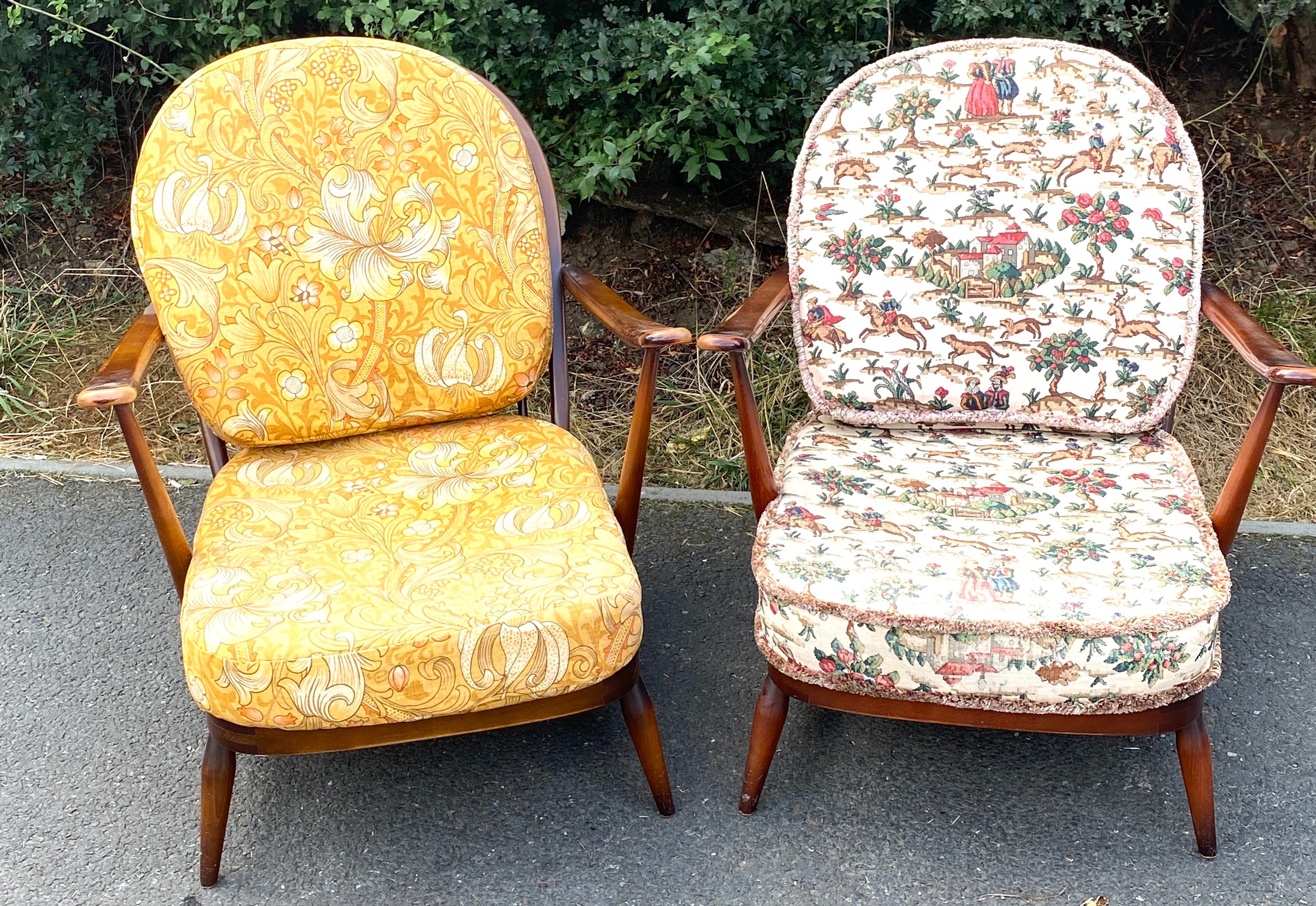 Pair vintage Ercol lounge chairs