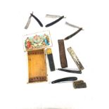 Selection of antique cut throat razors, includes Butterfield Bradford etc