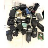 Selection of camera accessories / equipment to include flashes, tripods etc