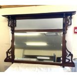 Overmantle with 2 bevelled mirrors and side scrolls, approximate measurements: 43 inches by 30