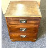 Mahogany and brass bound 3 draw bedside.