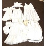 Selection antique clothing to include christening gowns, under skirts etc