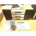 Denon personal component music system DRA-F100, DCD-F100 with remote, speakers and instruction