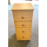 4 draw tall slim chest, 34 inches in height, 16 inches in width, 16 inches depth.