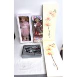 Garden fairy pot doll, plus one other Ergo wine corker, 2 wall pictures