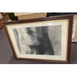 Framed pencil drawing of a nude man, approximate framed measurements: Height 32 inches, Width 42