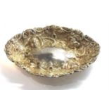 Antique victorian silver embossed dish measures approx 27cm by 21cm height 4cm London silver