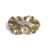 14ct gold vintage diamond cluster flower brooch (5.5g)