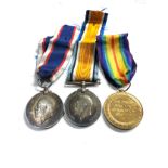 3 ww1 medals war medal & long service medal to ply20141 pte h.v.jefferson r.m.l.i victory erased