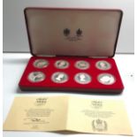 1977 cased set of Spink & Son, Ltd. 8 silver QE II jubilee crowns with COA