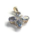 9ct gold diamond & zircon pendant 2.2g