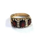 9ct gold garnet & stone set ring 4.7g