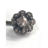 Antique rose diamond stick pin set with central rose diamond on later metal pin