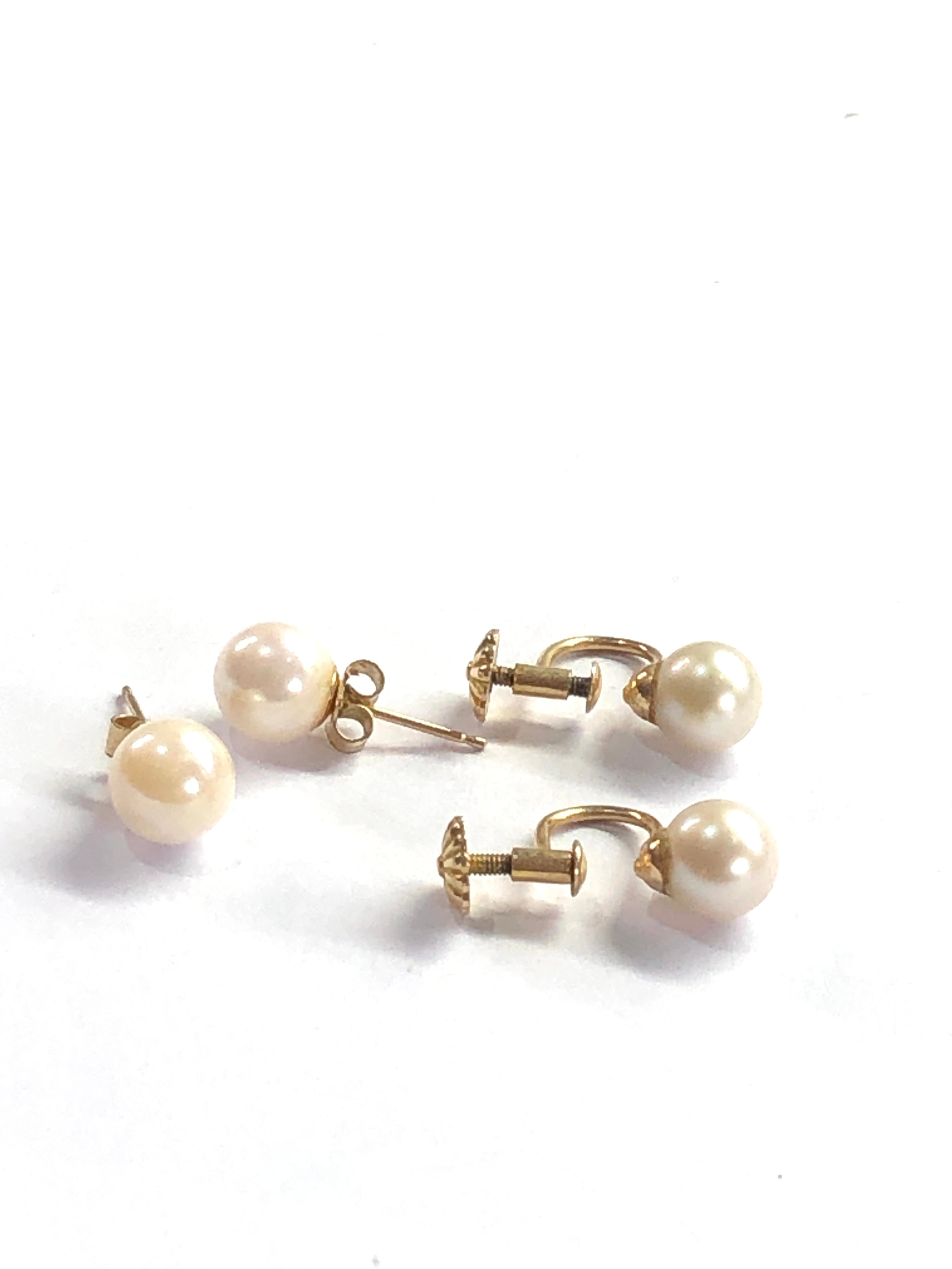 2 x 9ct gold cultured pearl earrings weight 3.6g - Image 2 of 2